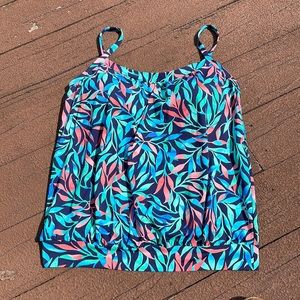 Lands End Chlorine Resistant Blouson Tankini Swimsuit Top